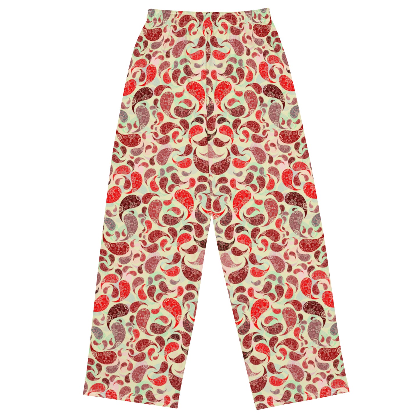 unisex wide-leg pants- Paisley Red