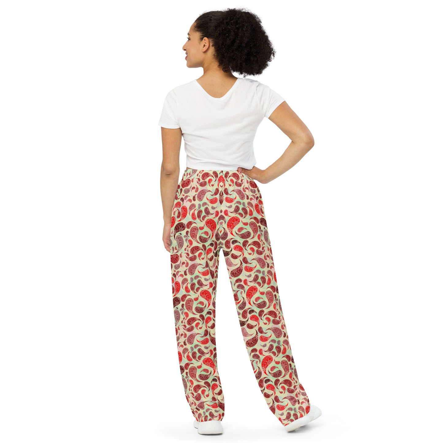 unisex wide-leg pants- Paisley Red