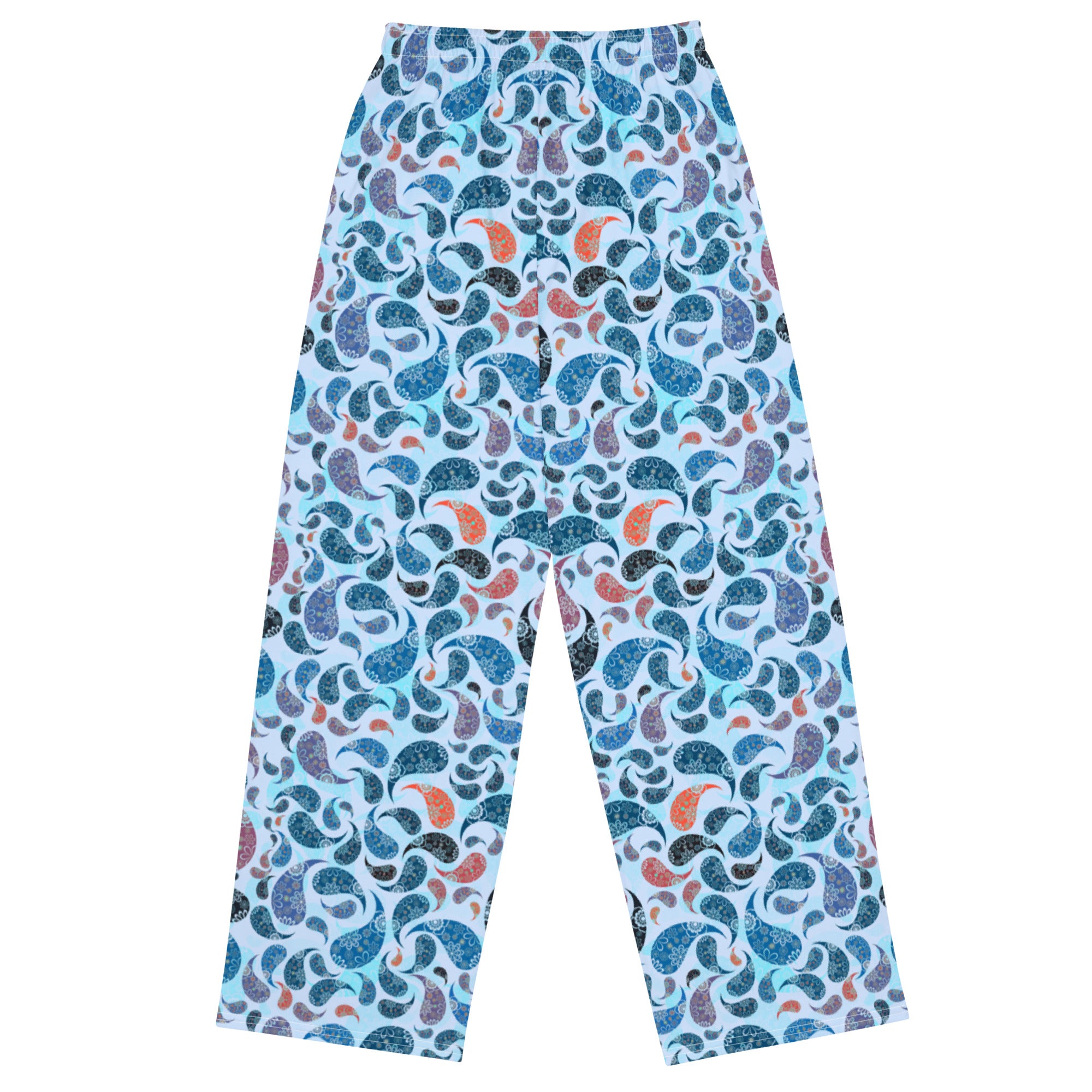 unisex wide-leg pants- Paisley Blue