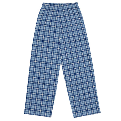 unisex wide-leg pants- Tartan Light Blue