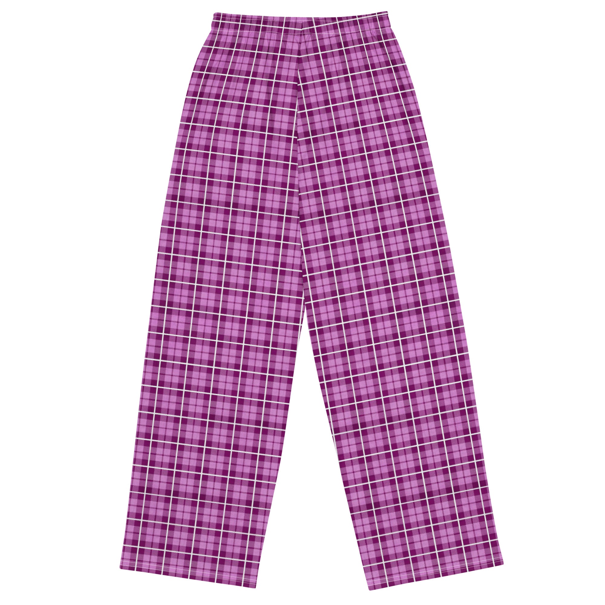 unisex wide-leg pants- Tartan Dark Pink