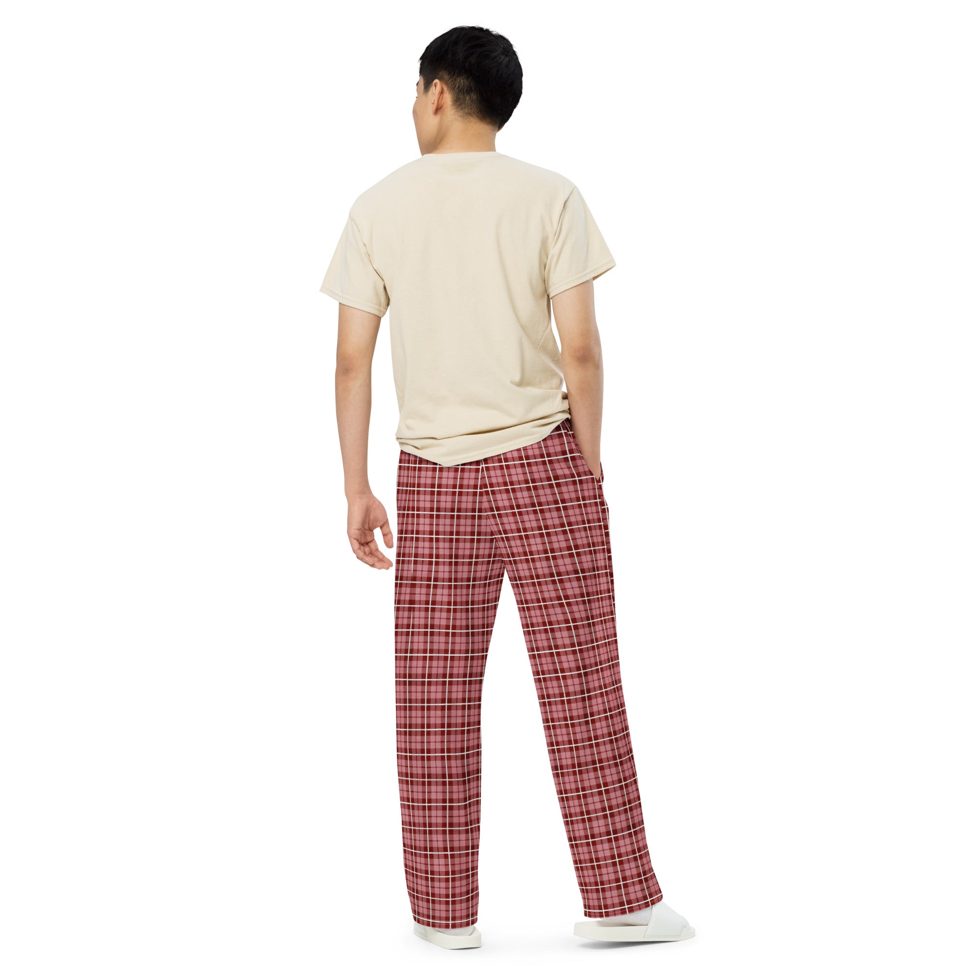 unisex wide-leg pants- Tartan Brown