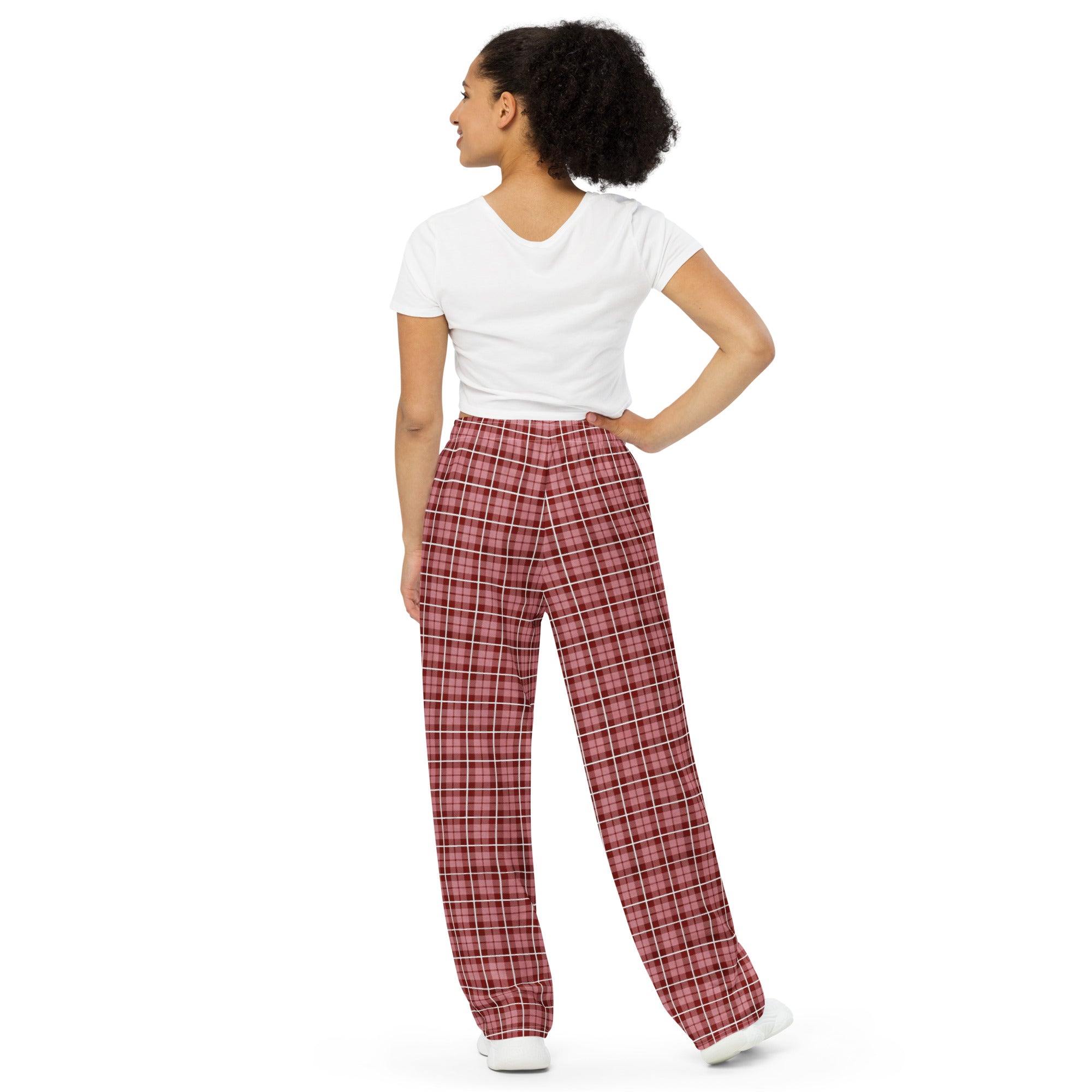 unisex wide-leg pants- Tartan Brown