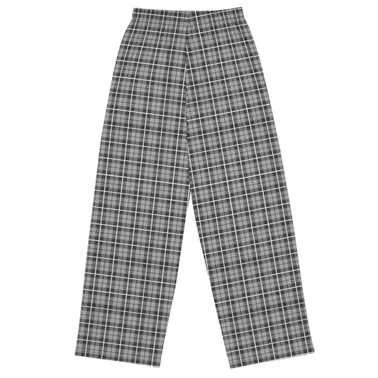 unisex wide-leg pants- Tartan Dark grey