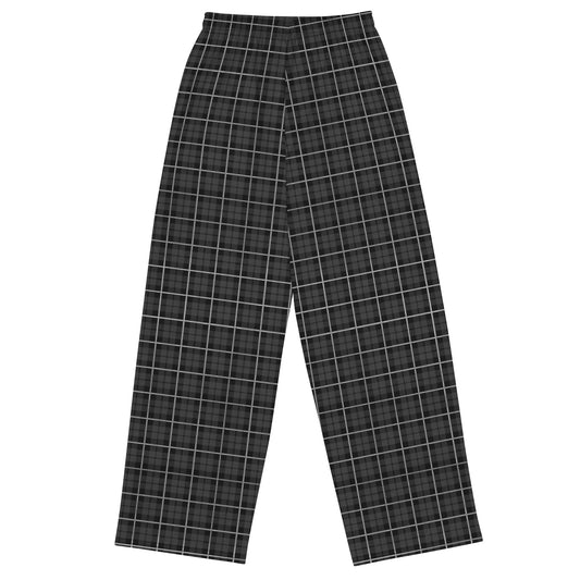 unisex wide-leg pants- Tartan Black