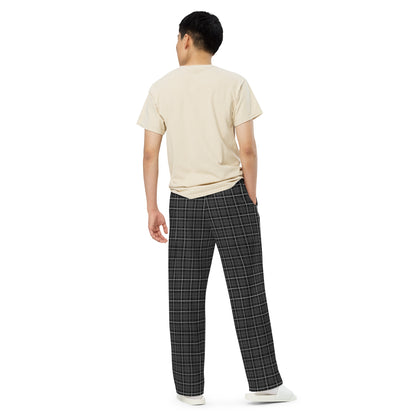 unisex wide-leg pants- Tartan Black