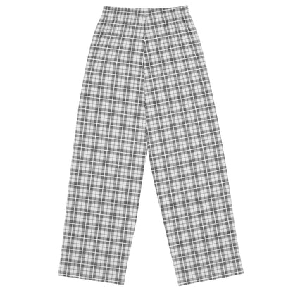 unisex wide-leg pants- Tartan Light grey
