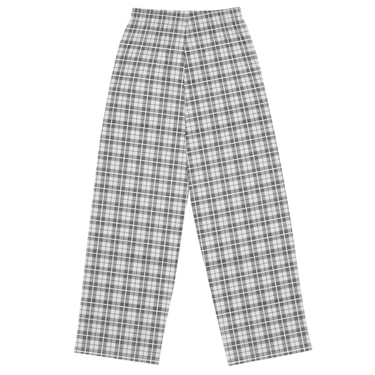 unisex wide-leg pants- Tartan Light grey