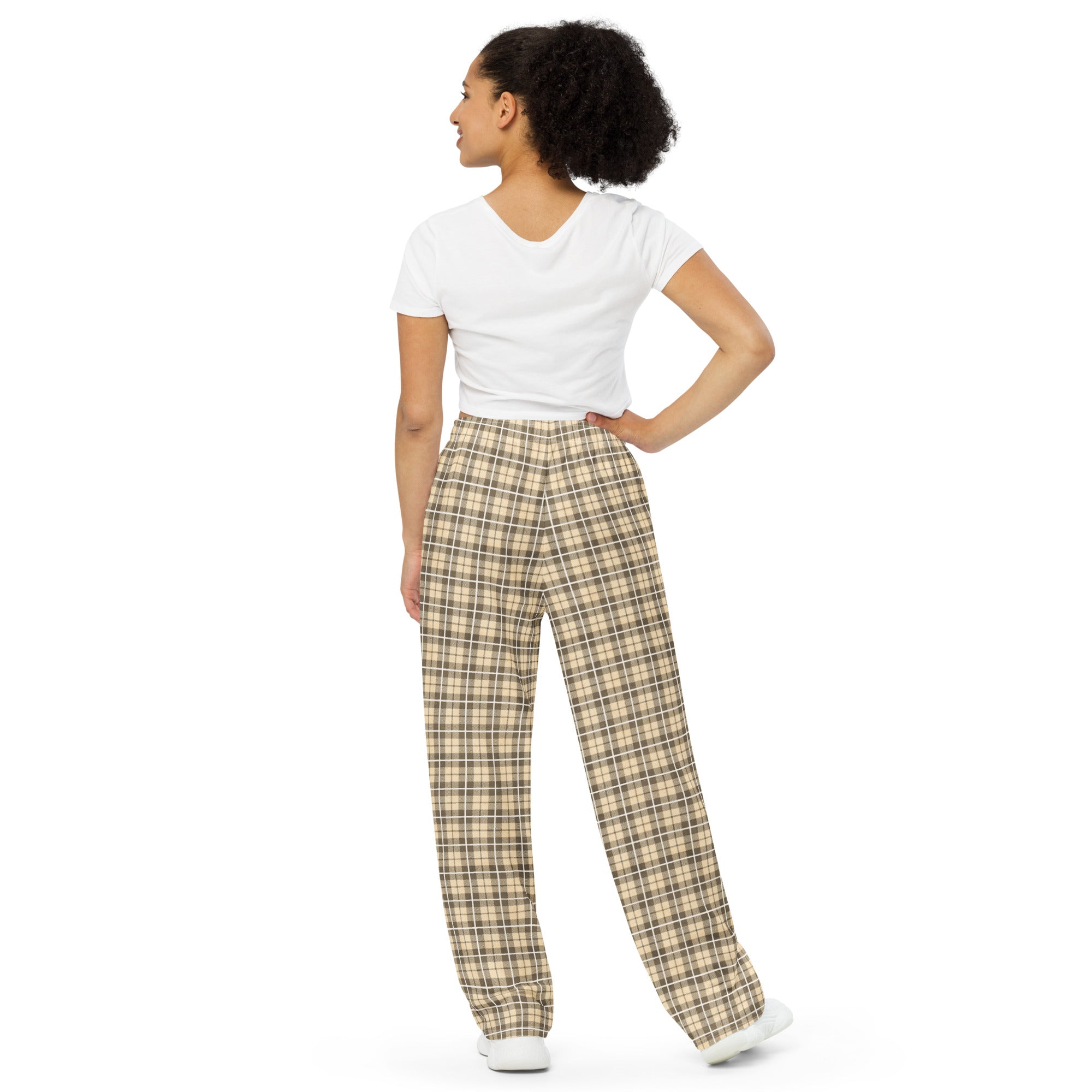 unisex wide-leg pants- Tartan Yellow