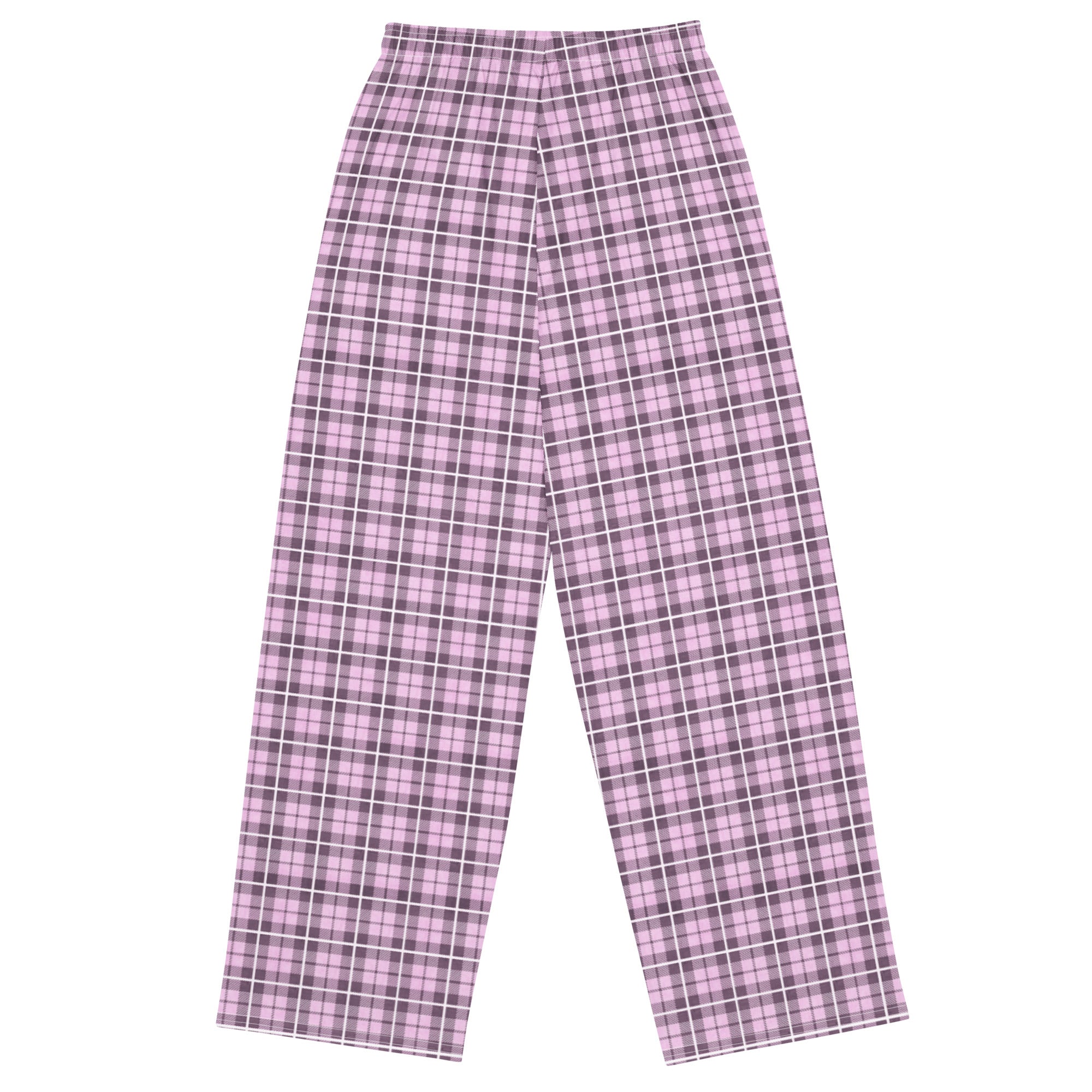 unisex wide-leg pants- Tartan Pink