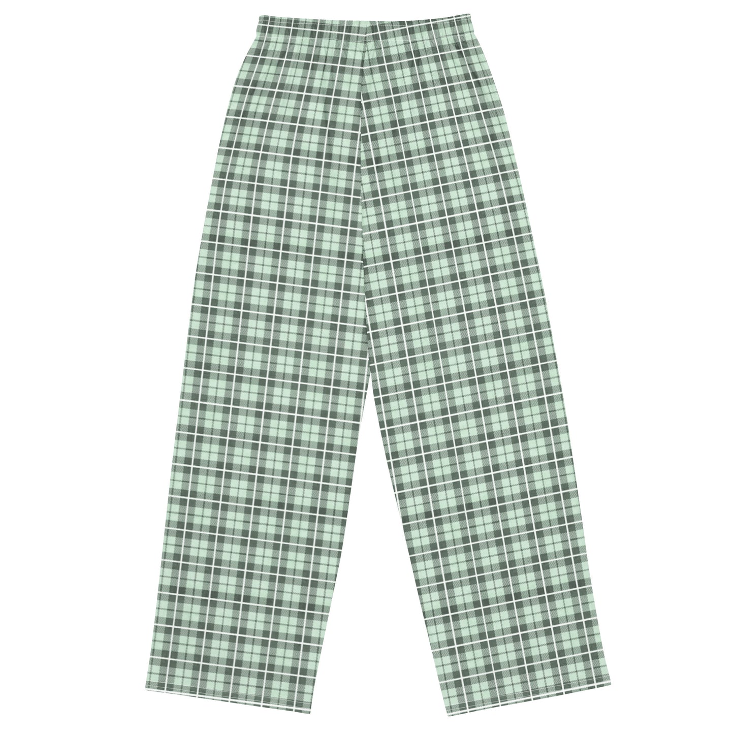 unisex wide-leg pants- Tartan Light green