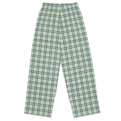 unisex wide-leg pants- Tartan Light green