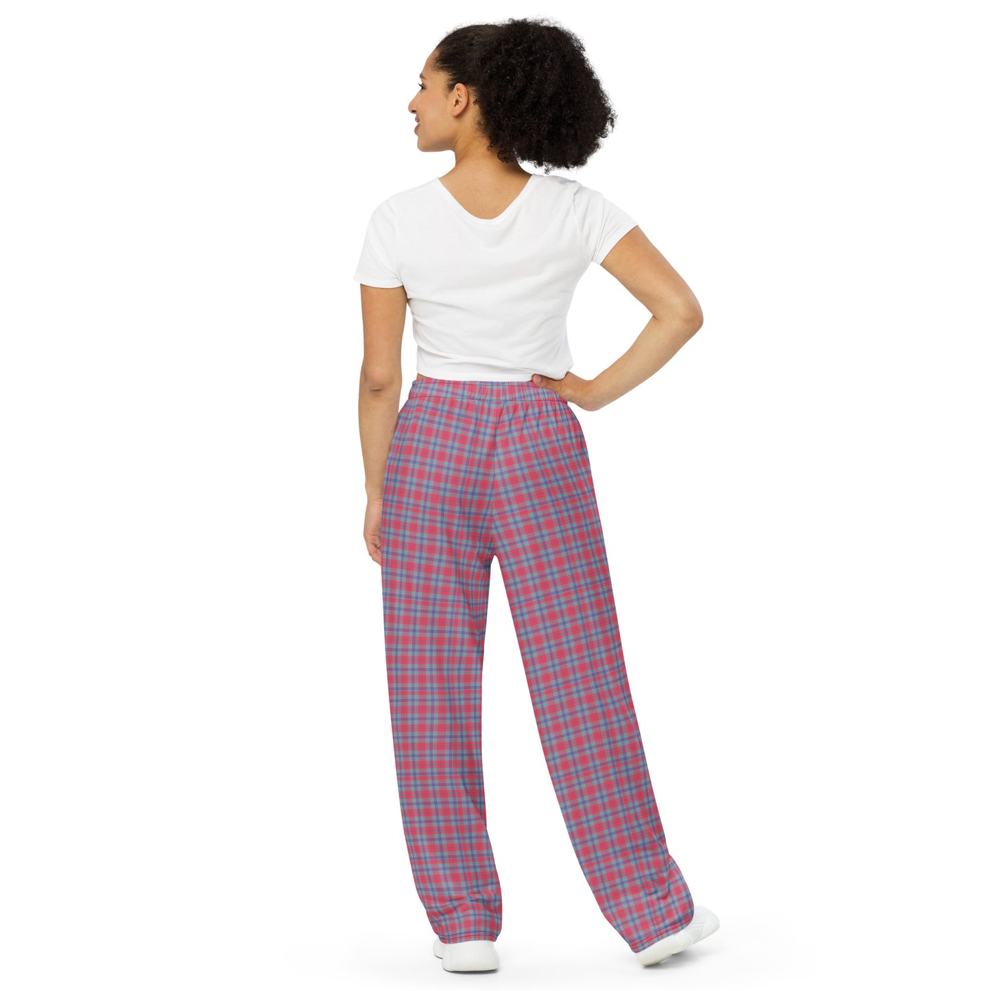 unisex wide-leg pants- Tartan Red
