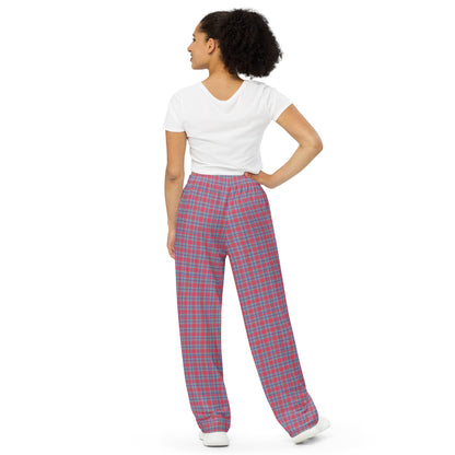 unisex wide-leg pants- Tartan Red