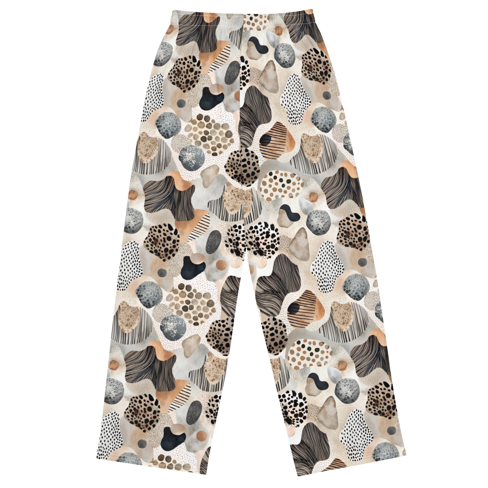 unisex wide-leg pants- Artsy Animal Print Design 08