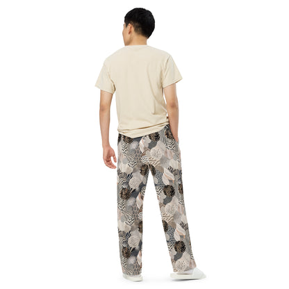 unisex wide-leg pants- Artsy Animal Print Design VII