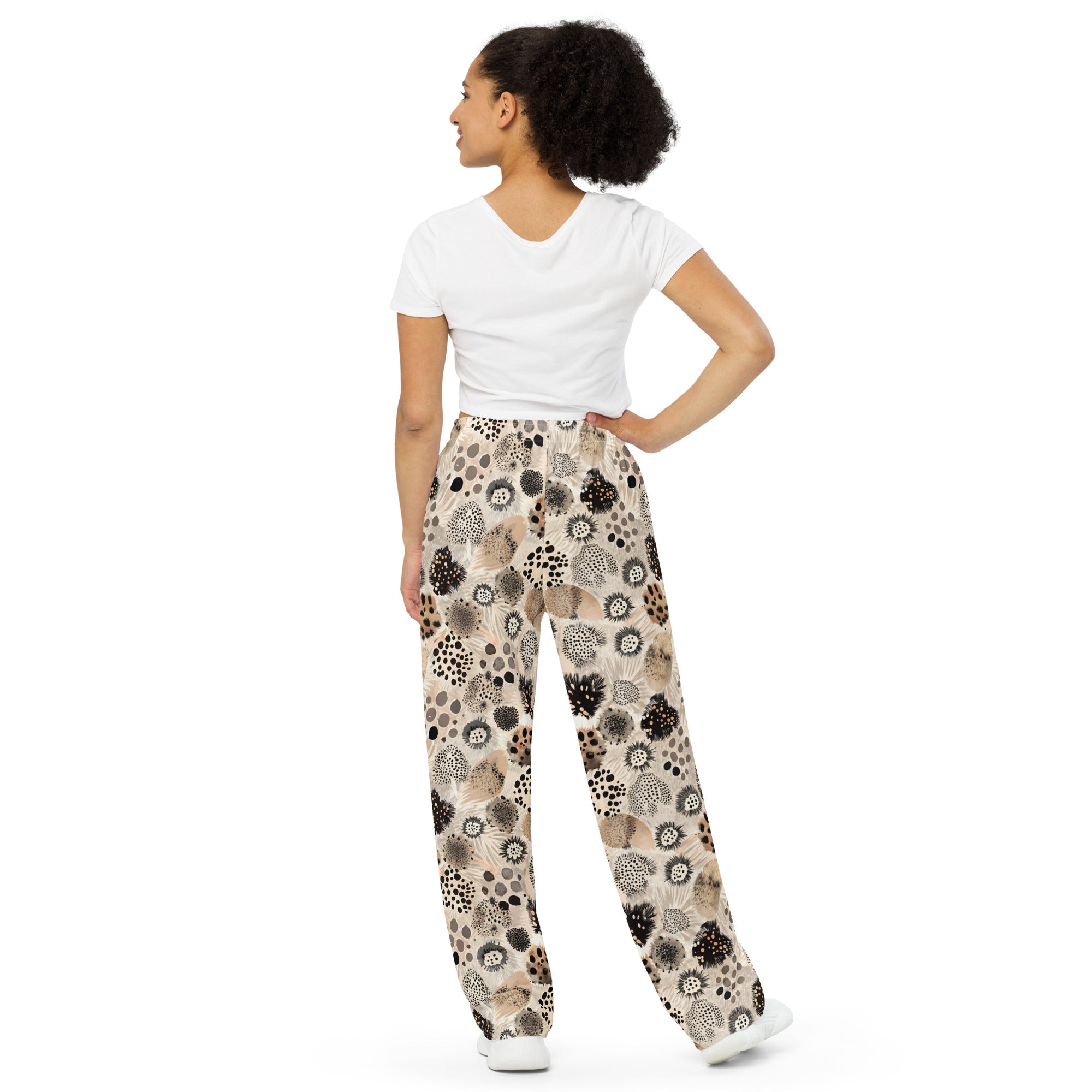 unisex wide-leg pants- Artsy Animal Print Design 06