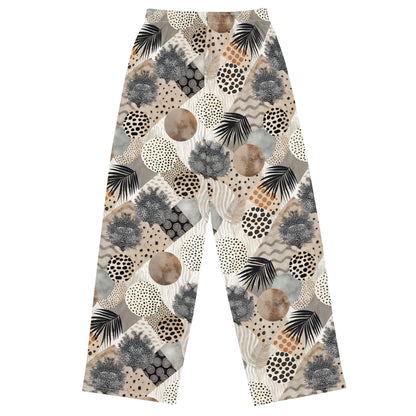 unisex wide-leg pants- Artsy Animal Print Design IV