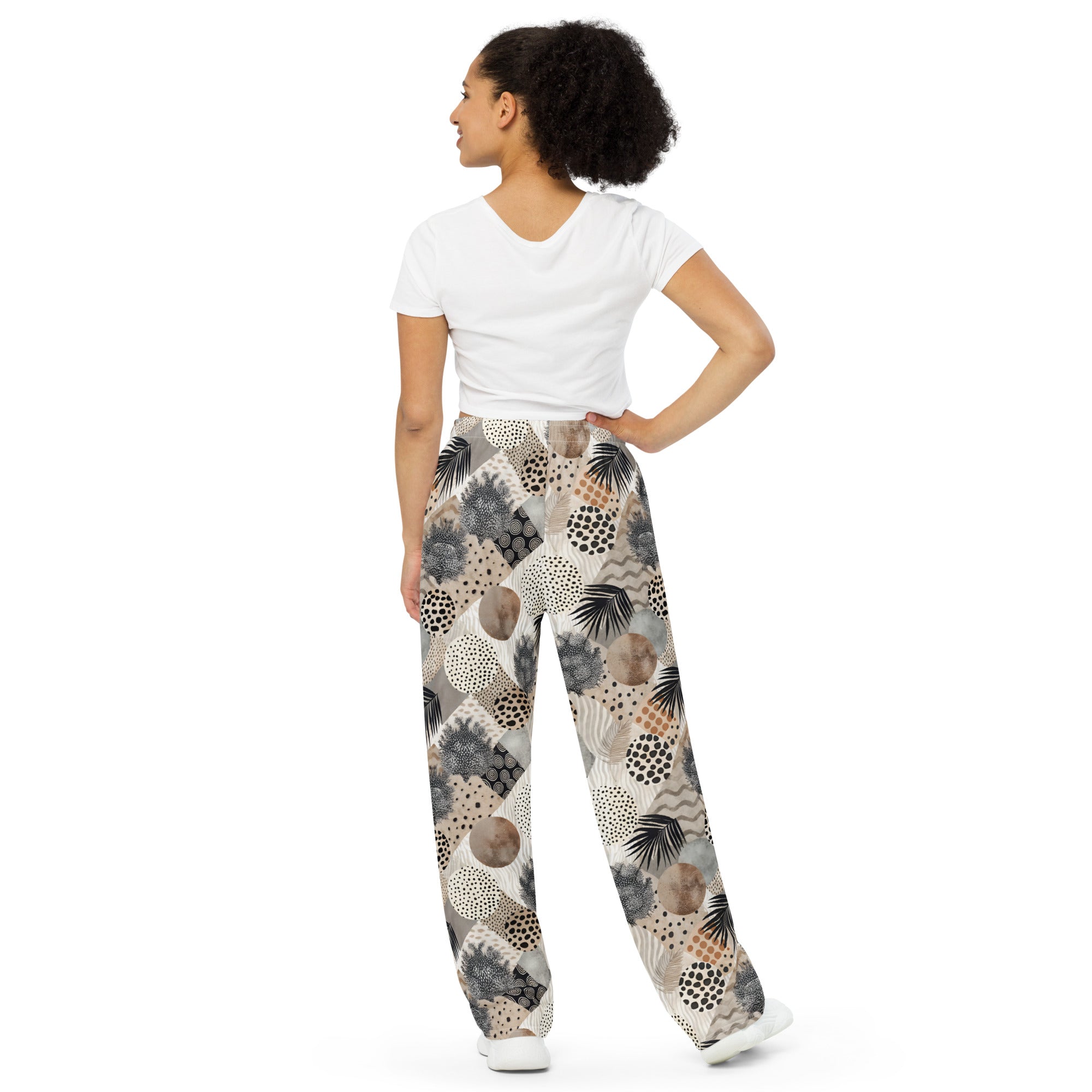 unisex wide-leg pants- Artsy Animal Print Design IV