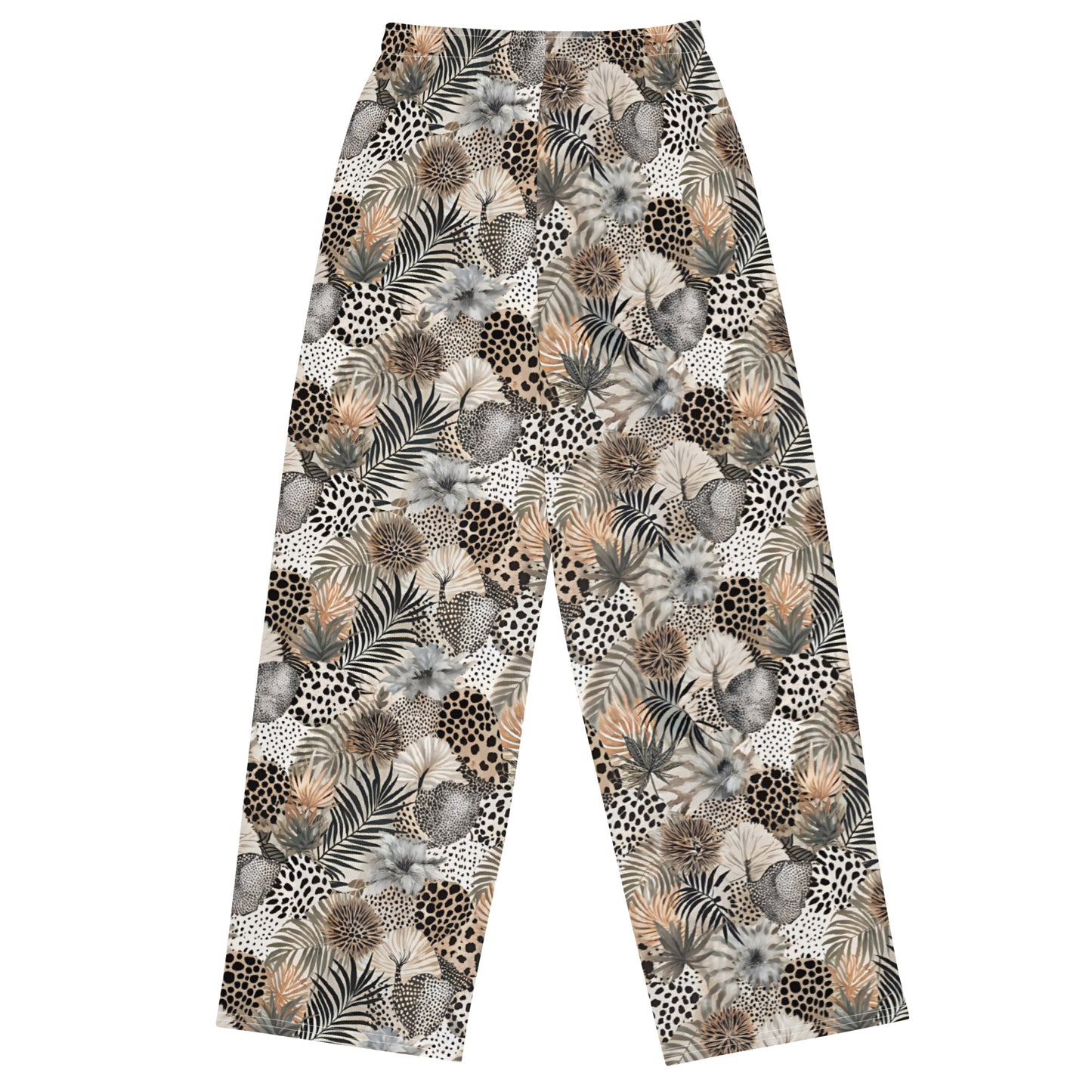 unisex wide-leg pants- Artsy Animal Print Design III