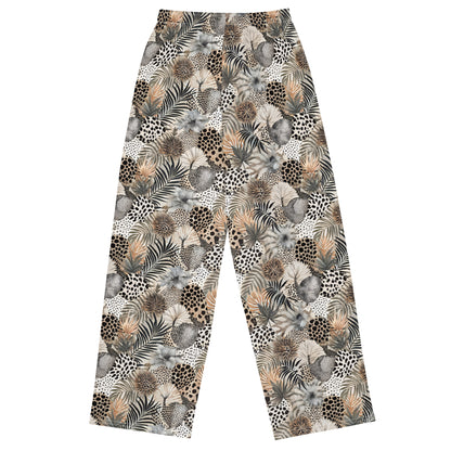 unisex wide-leg pants- Artsy Animal Print Design III