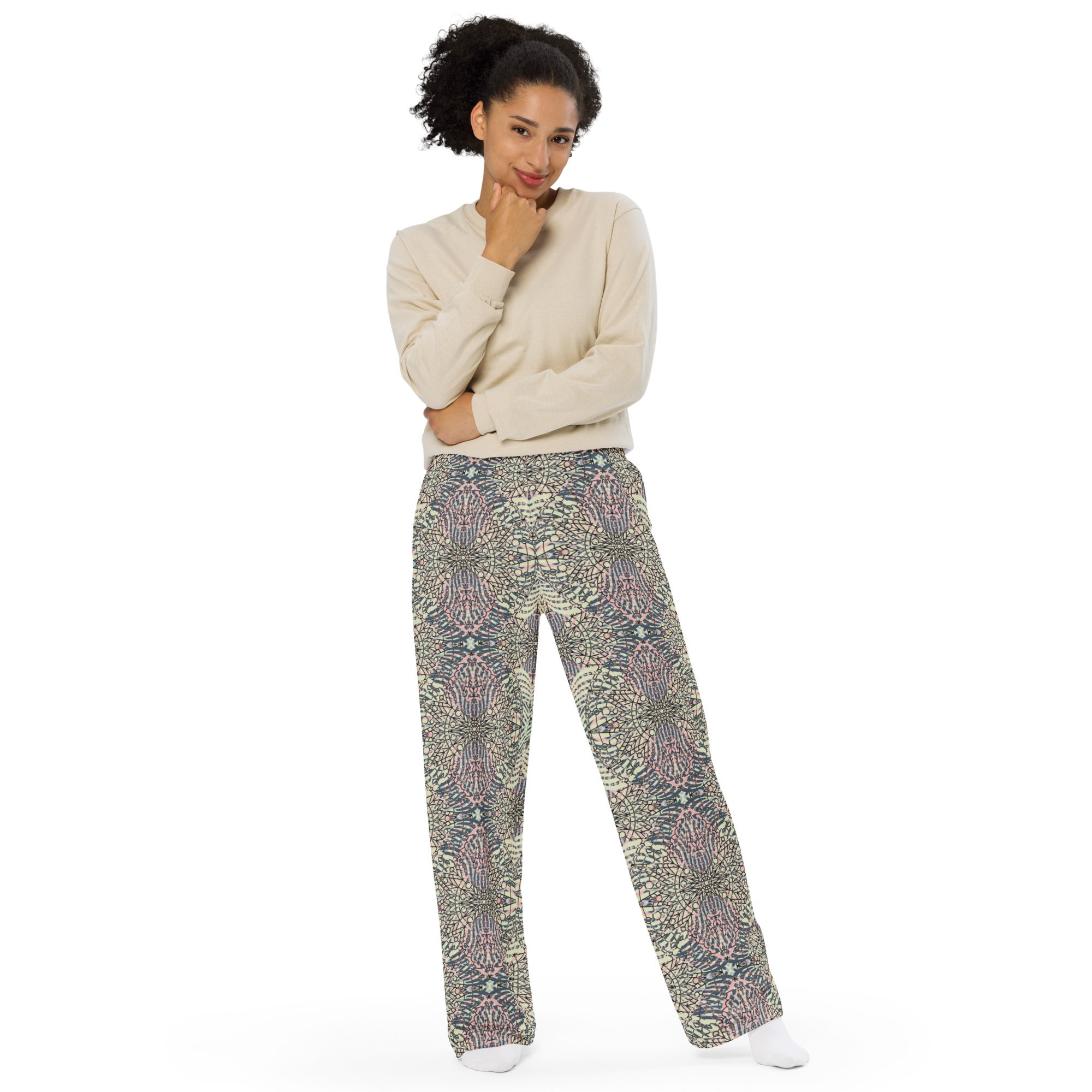 unisex wide-leg pants- Mandala chic I