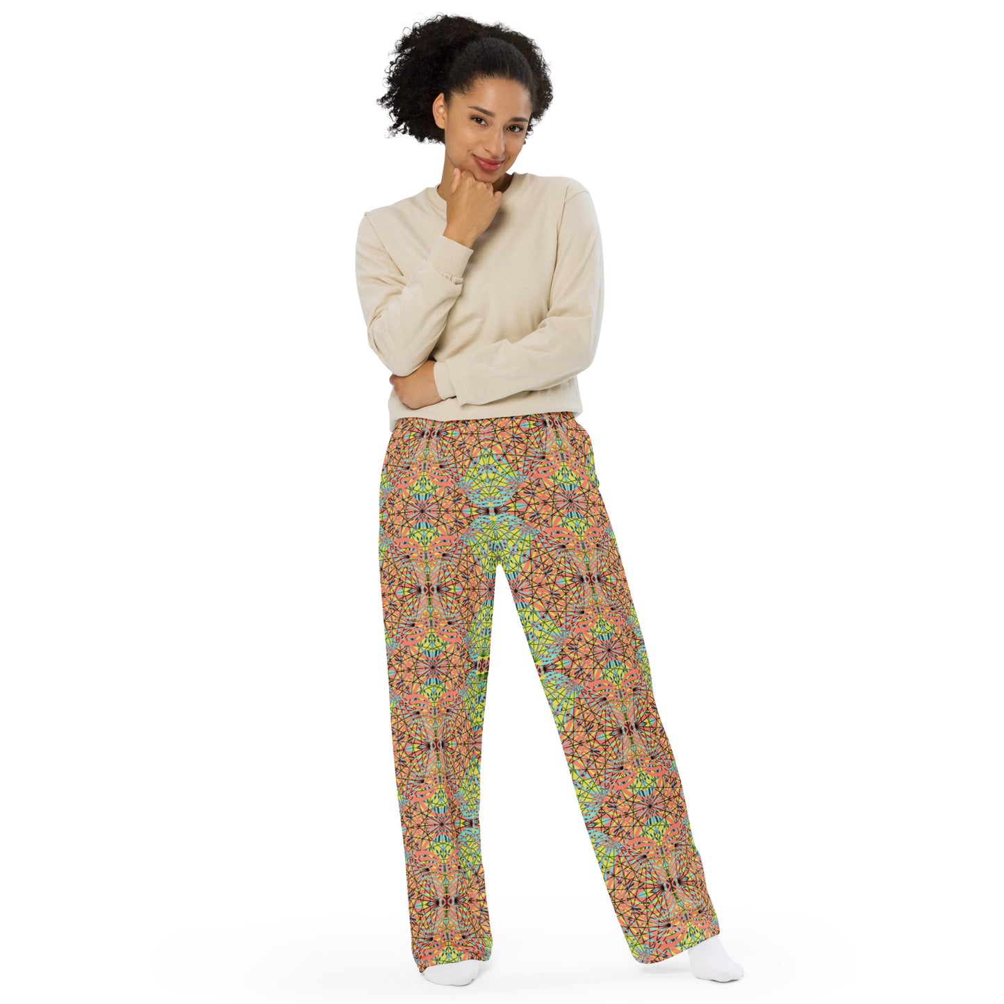 unisex wide-leg pants- Mandala chic II
