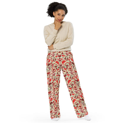 unisex wide-leg pants- Paisley Red