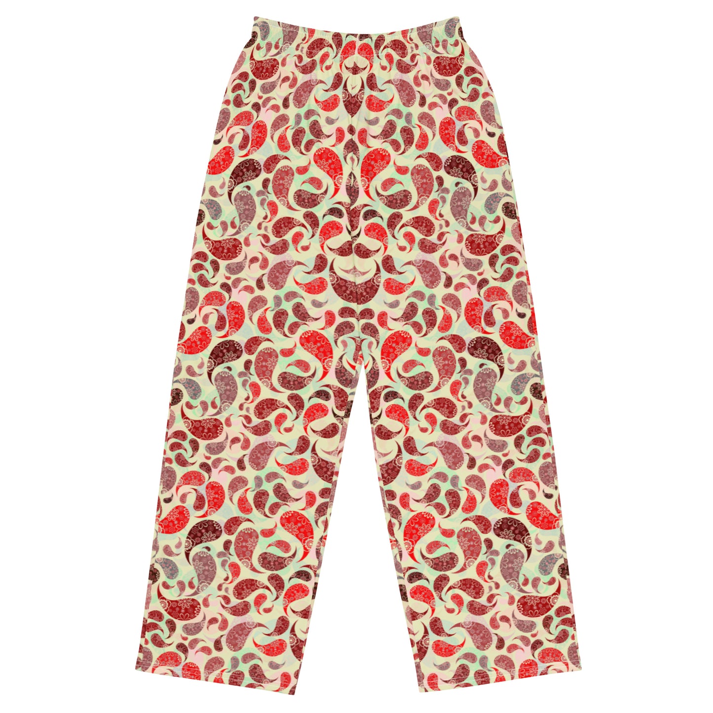 unisex wide-leg pants- Paisley Red