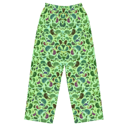 unisex wide-leg pants- Paisley Green