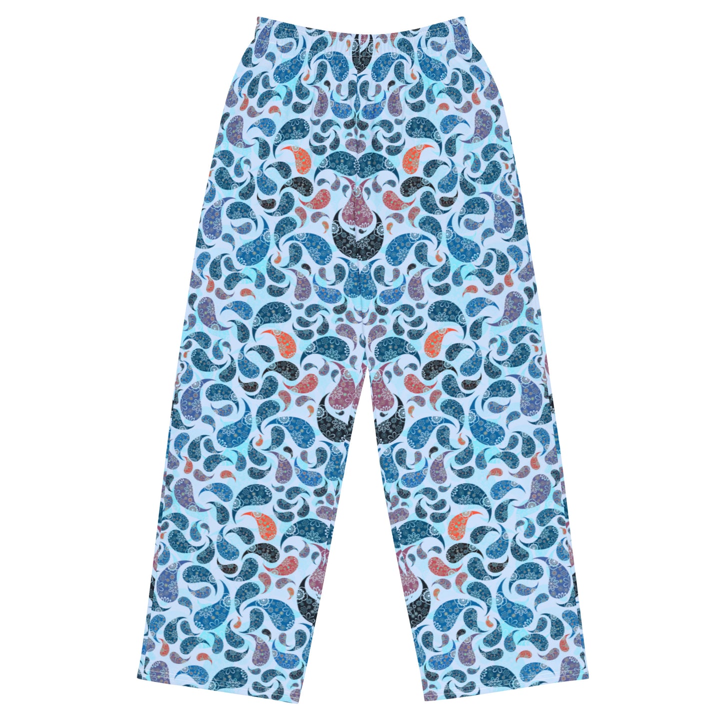 unisex wide-leg pants- Paisley Blue