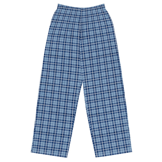 unisex wide-leg pants- Tartan Light Blue