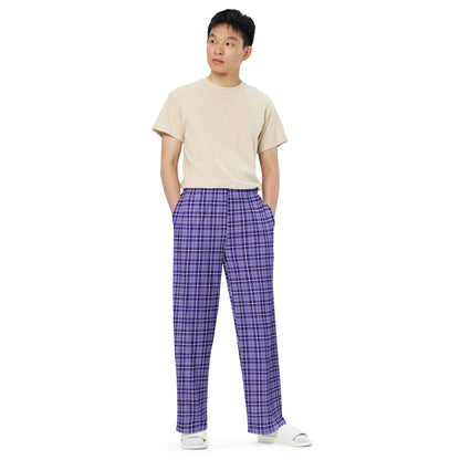 unisex wide-leg pants- Tartan purple