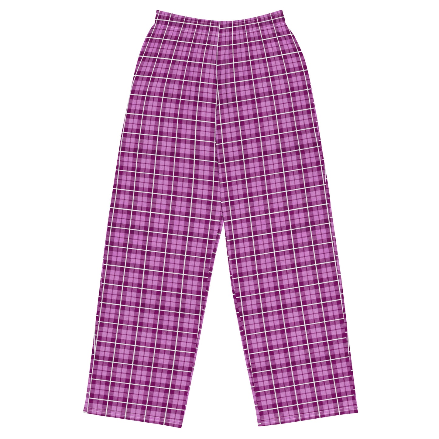 unisex wide-leg pants- Tartan Dark Pink