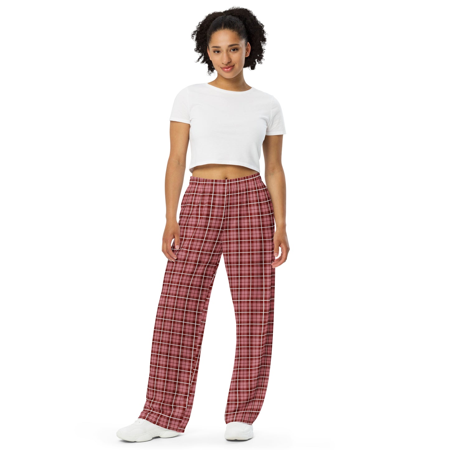 unisex wide-leg pants- Tartan Brown