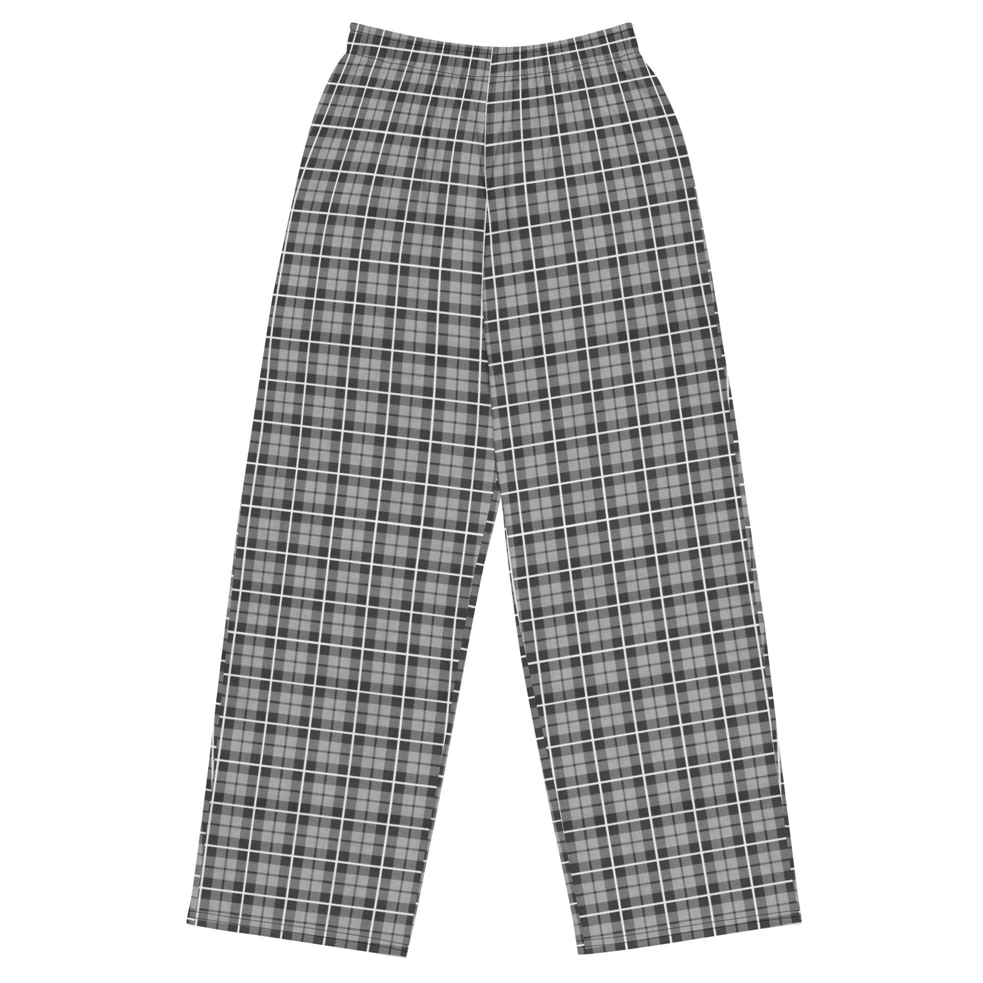 unisex wide-leg pants- Tartan Dark grey