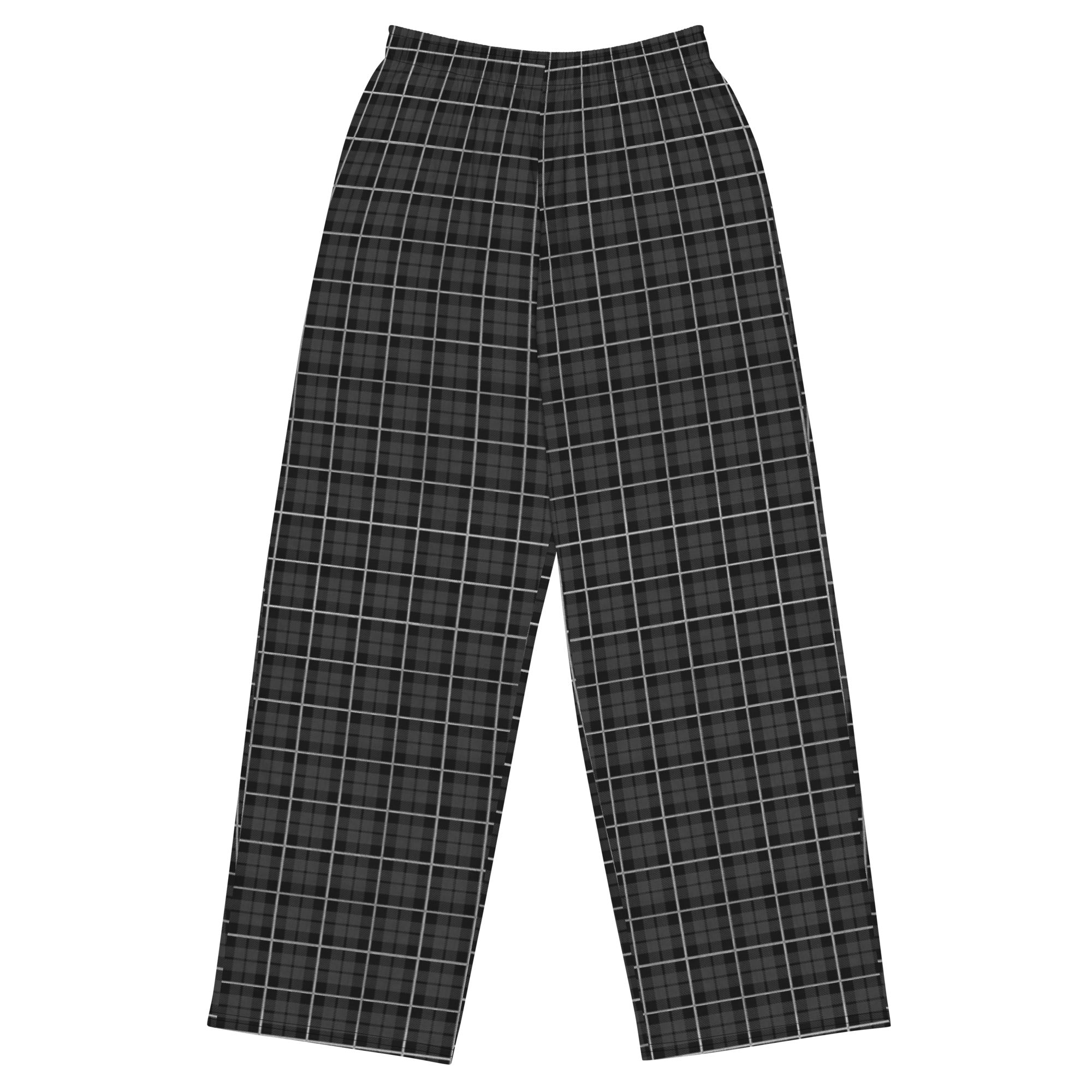 unisex wide-leg pants- Tartan Black