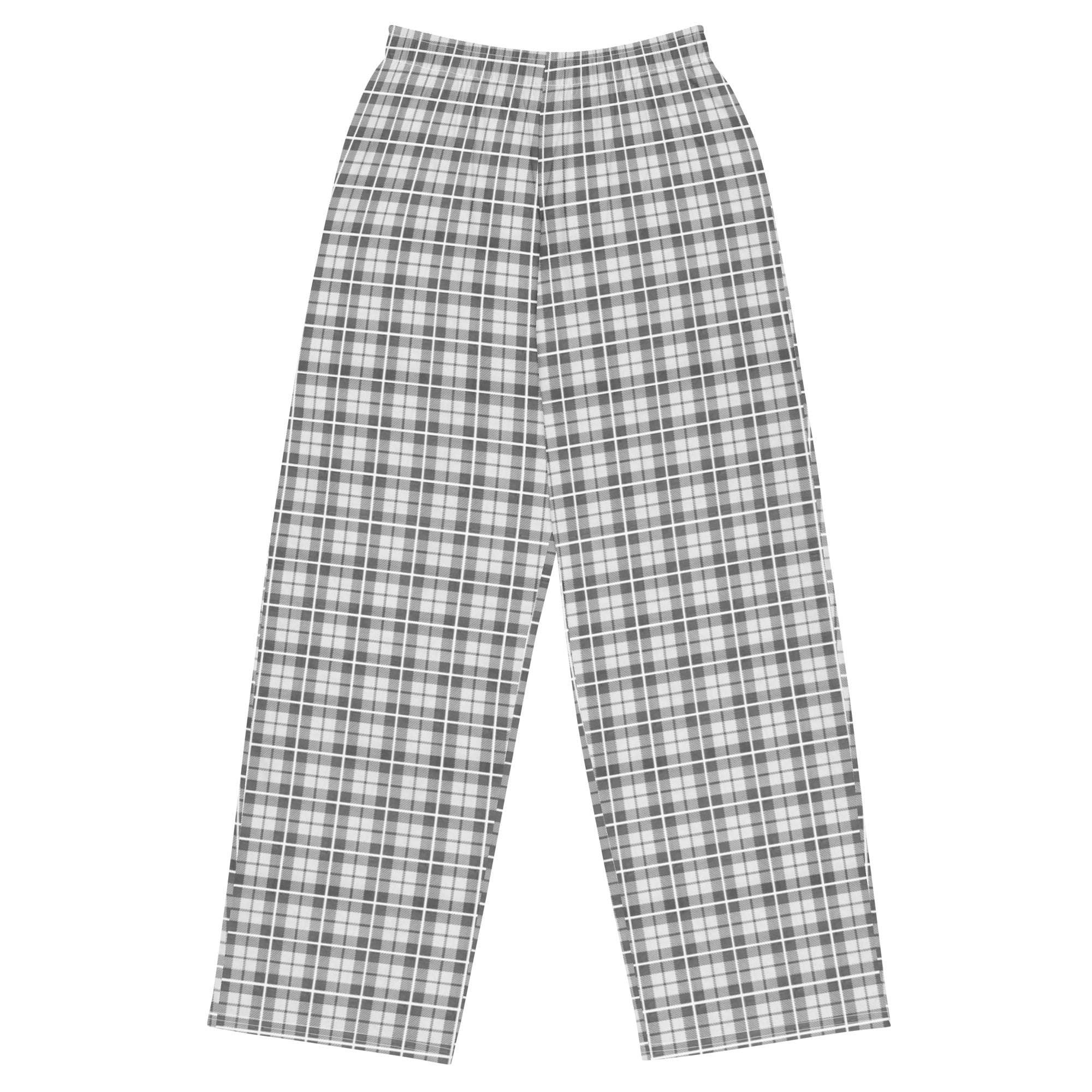 unisex wide-leg pants- Tartan Light grey