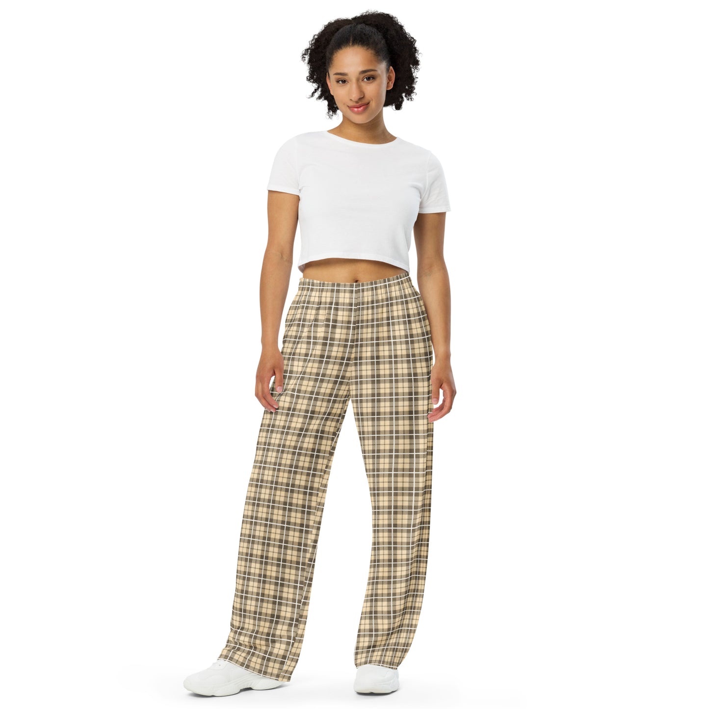 unisex wide-leg pants- Tartan Yellow