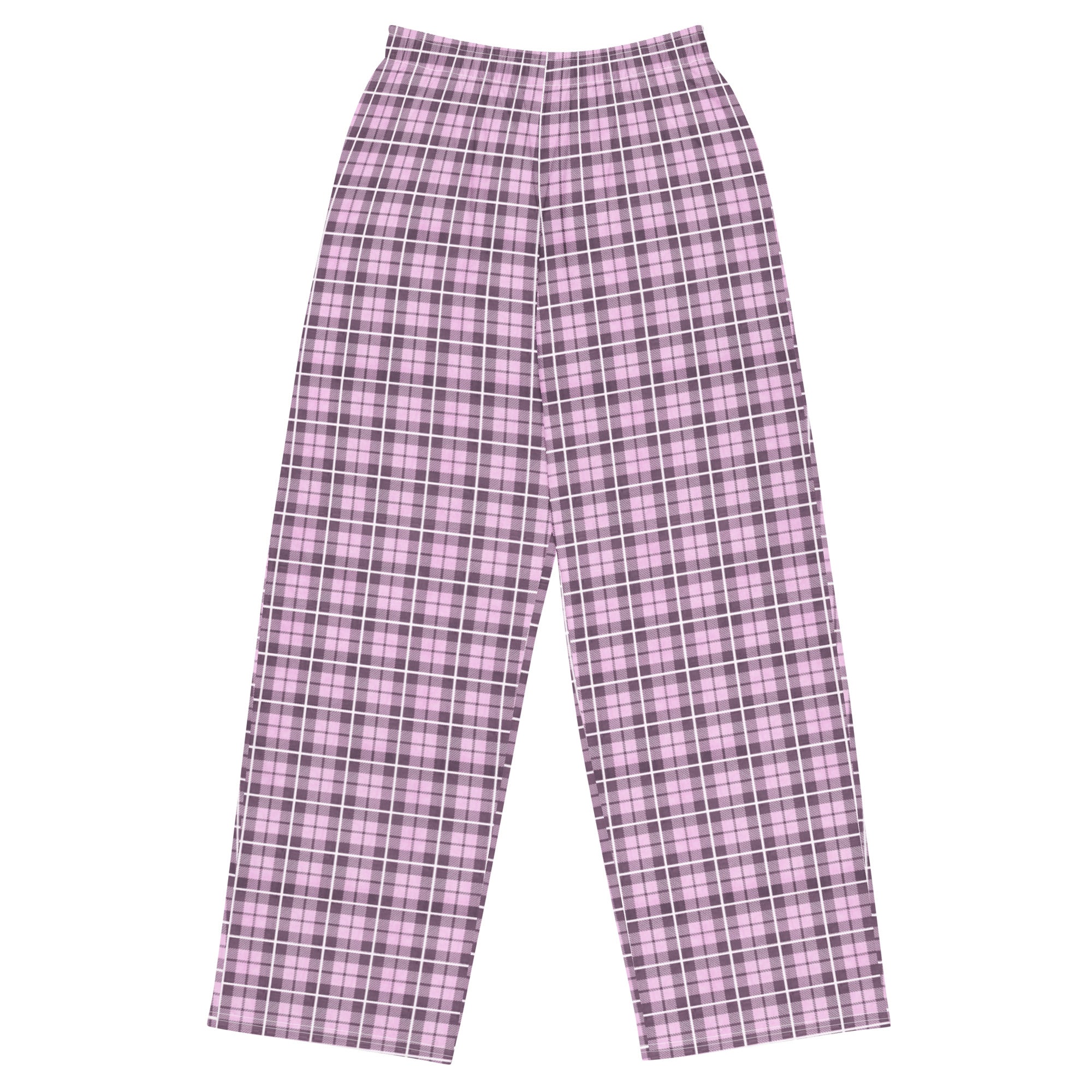 unisex wide-leg pants- Tartan Pink