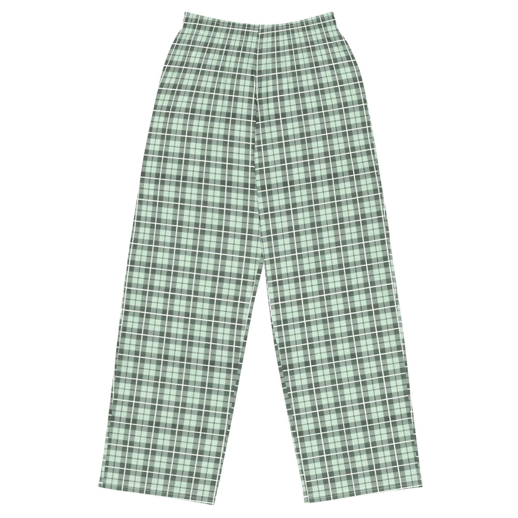 unisex wide-leg pants- Tartan Light green