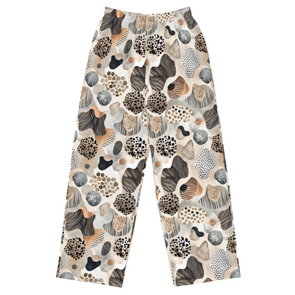 unisex wide-leg pants- Artsy Animal Print Design VIII