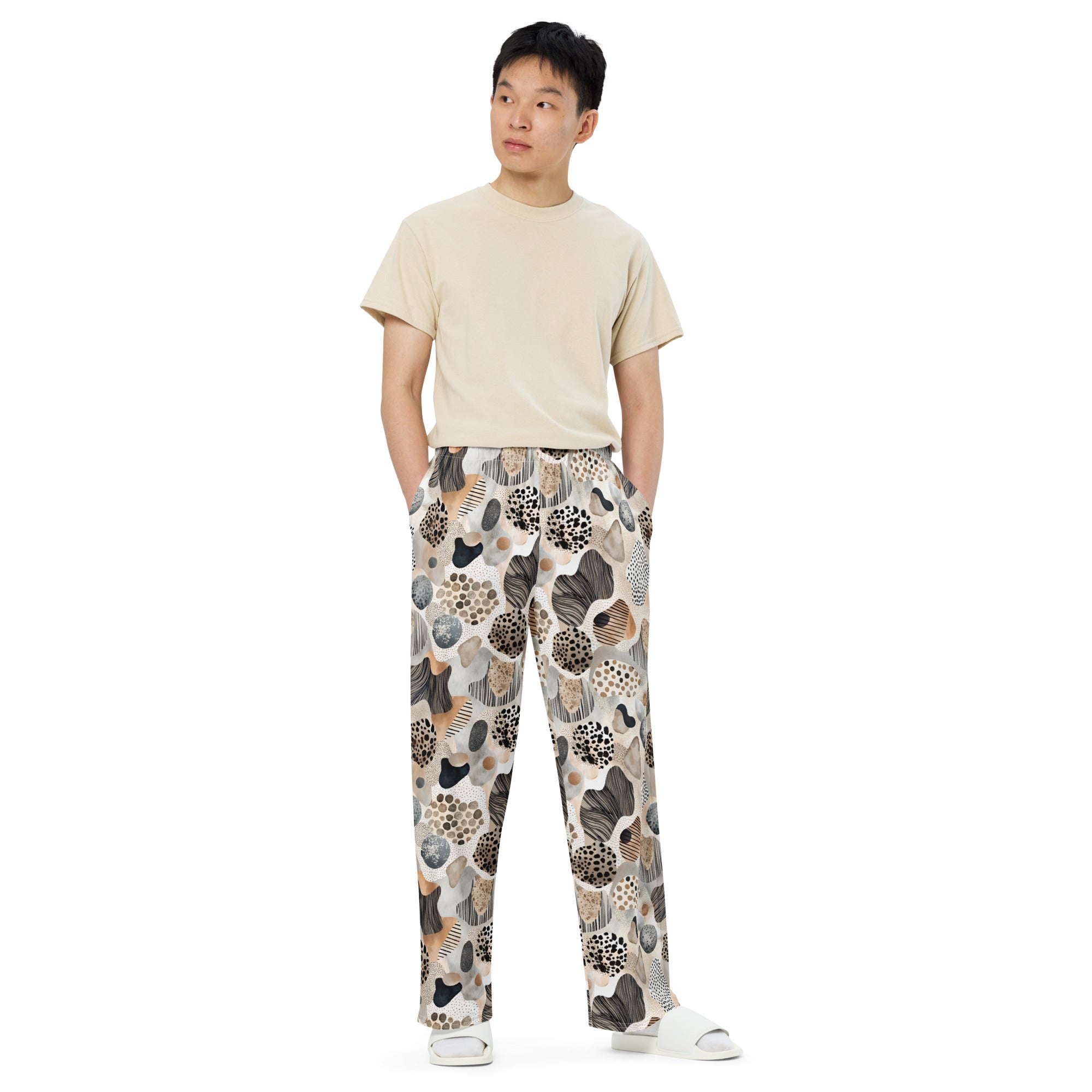 unisex wide-leg pants- Artsy Animal Print Design VIII