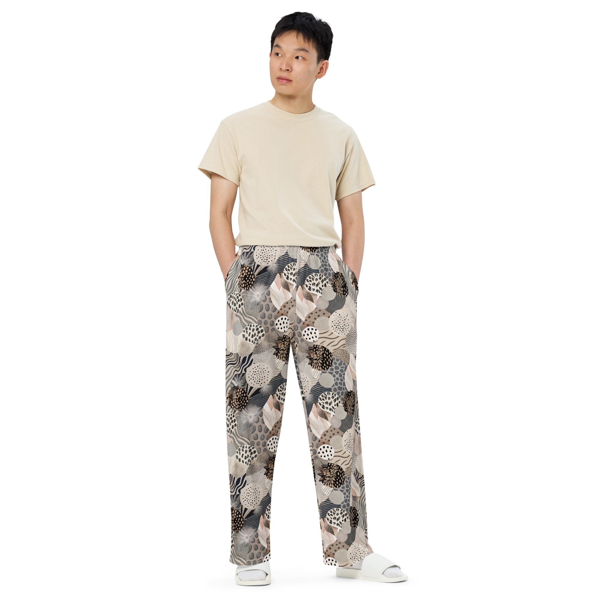 unisex wide-leg pants- Artsy Animal Print Design VII