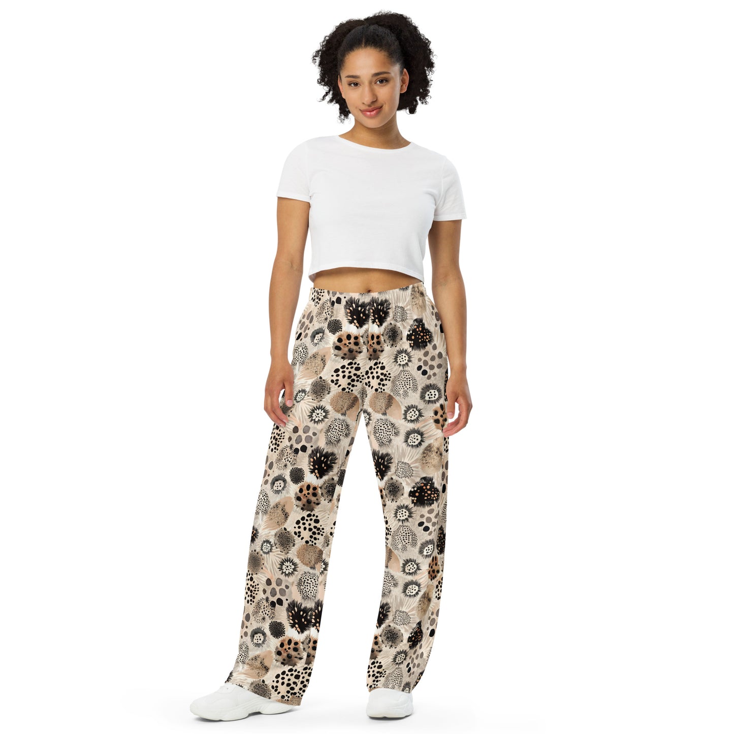 unisex wide-leg pants- Artsy Animal Print Design VI