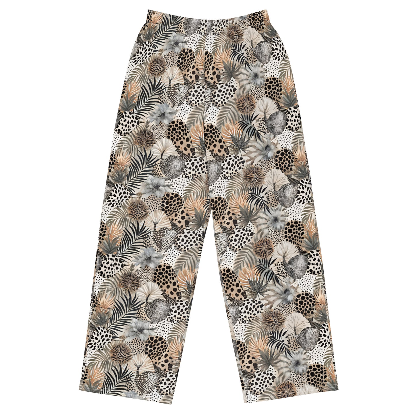 unisex wide-leg pants- Artsy Animal Print Design III