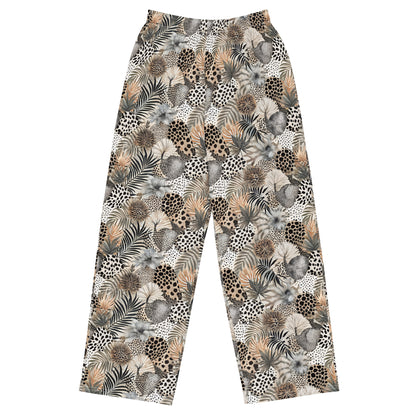 unisex wide-leg pants- Artsy Animal Print Design III