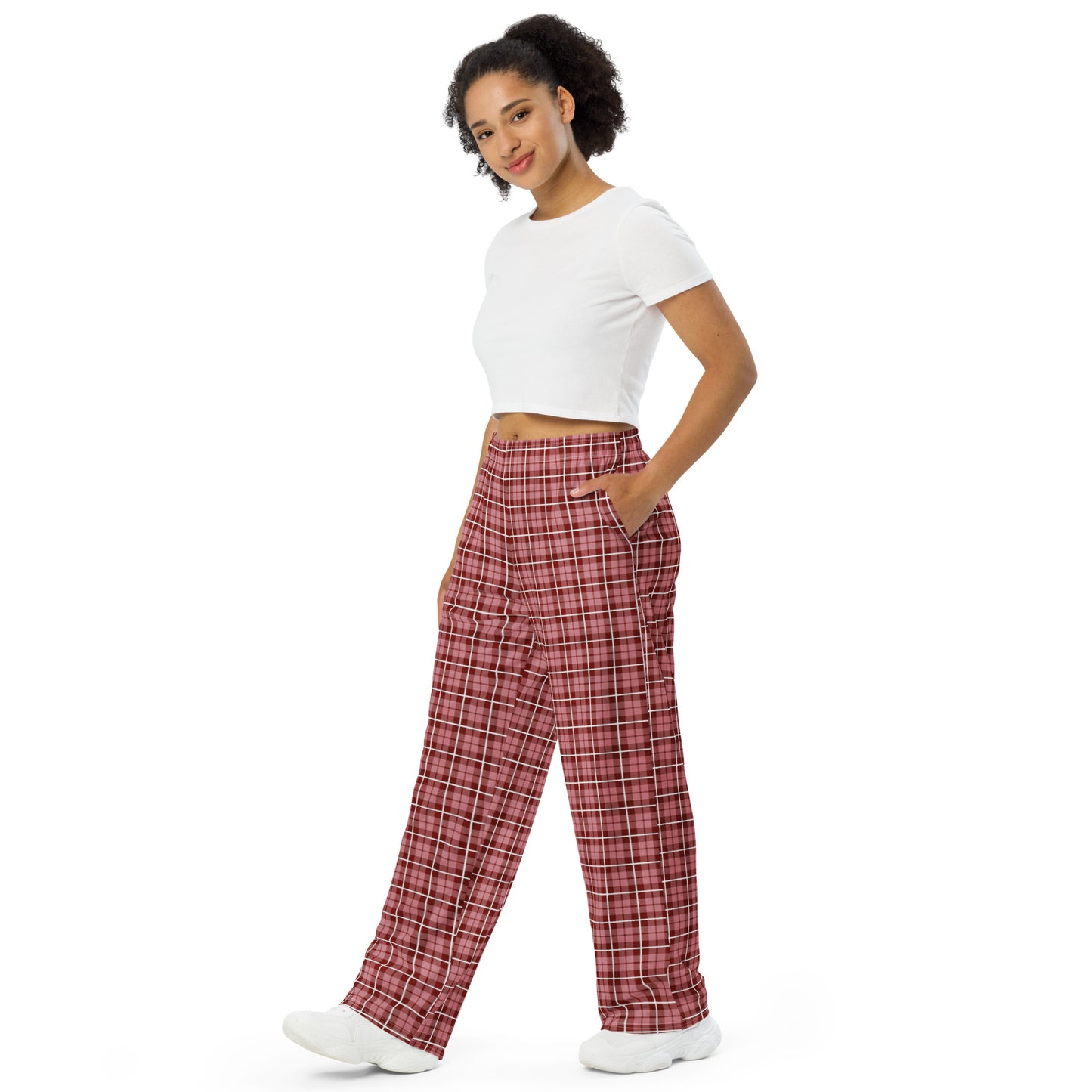 unisex wide-leg pants- Tartan Brown