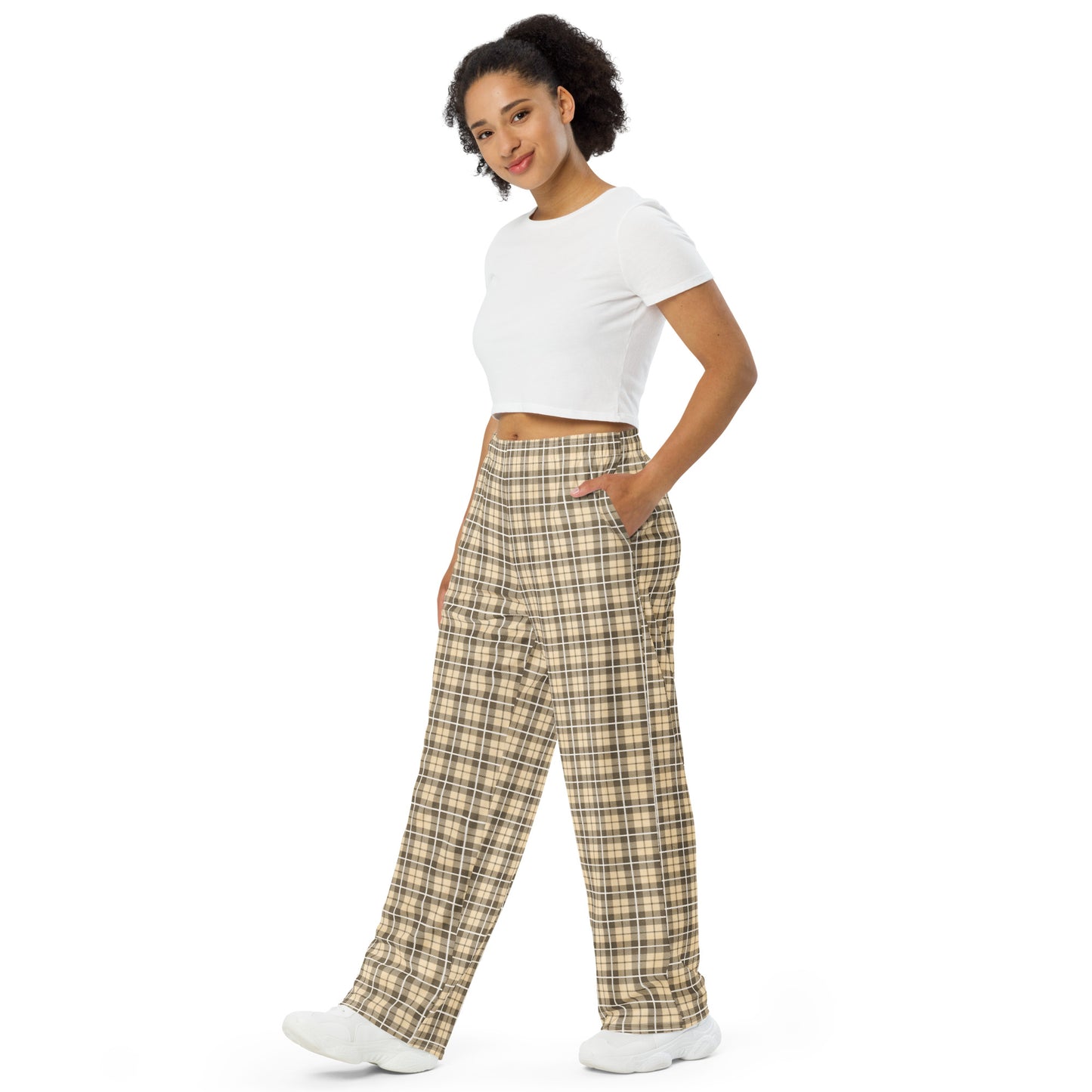 unisex wide-leg pants- Tartan Yellow