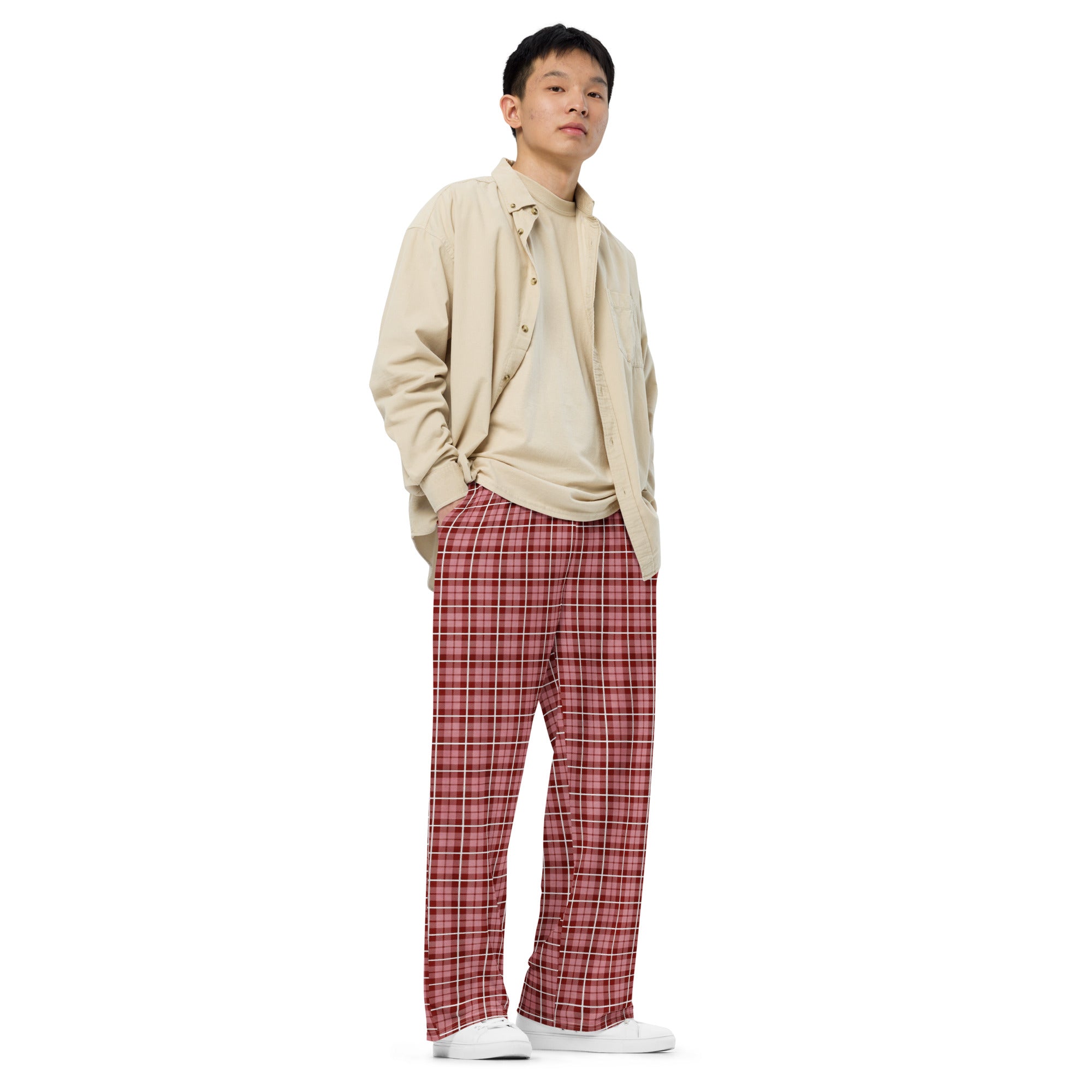 unisex wide-leg pants- Tartan Brown